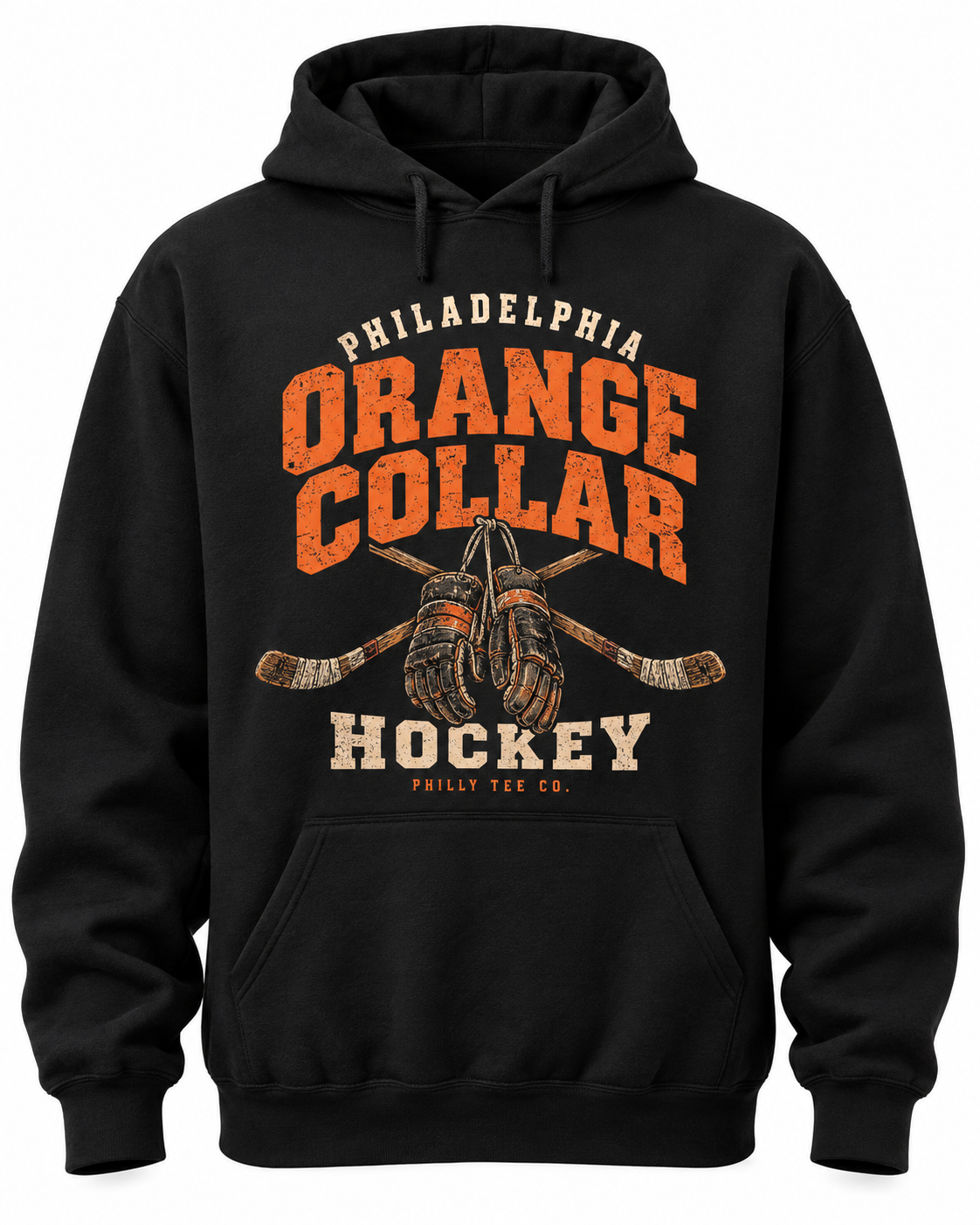 Orange Collar Flyers Hockey Hoodie – Black