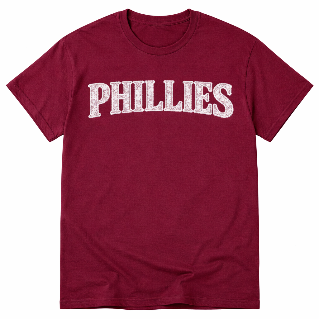 Philadelphia Lace T-Shirt – Vintage Phillies Script Garnet Tee