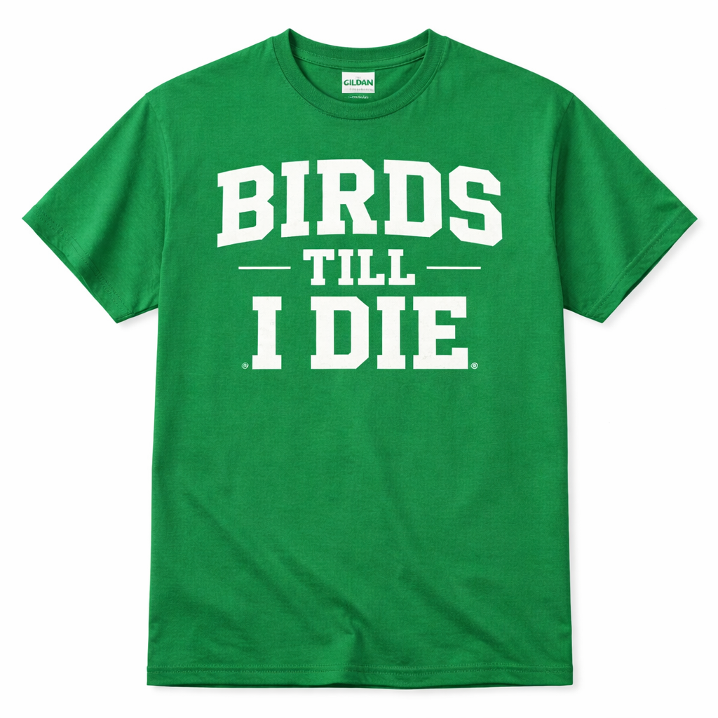 Birds Till I Die T-Shirt – Philadelphia Football Fan Shirt | Philly Eagles Kelly Green Tee | Philly Tee Co