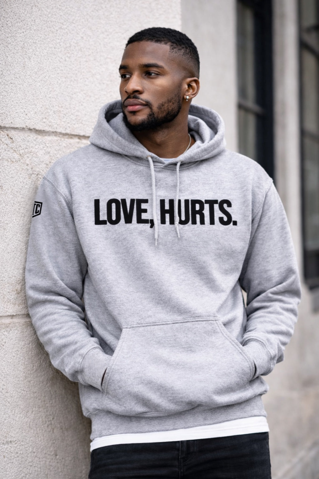 LOVE, HURTS. Hoodie – Premium Sports Grey Philly Streetwear | Philly Tee Co