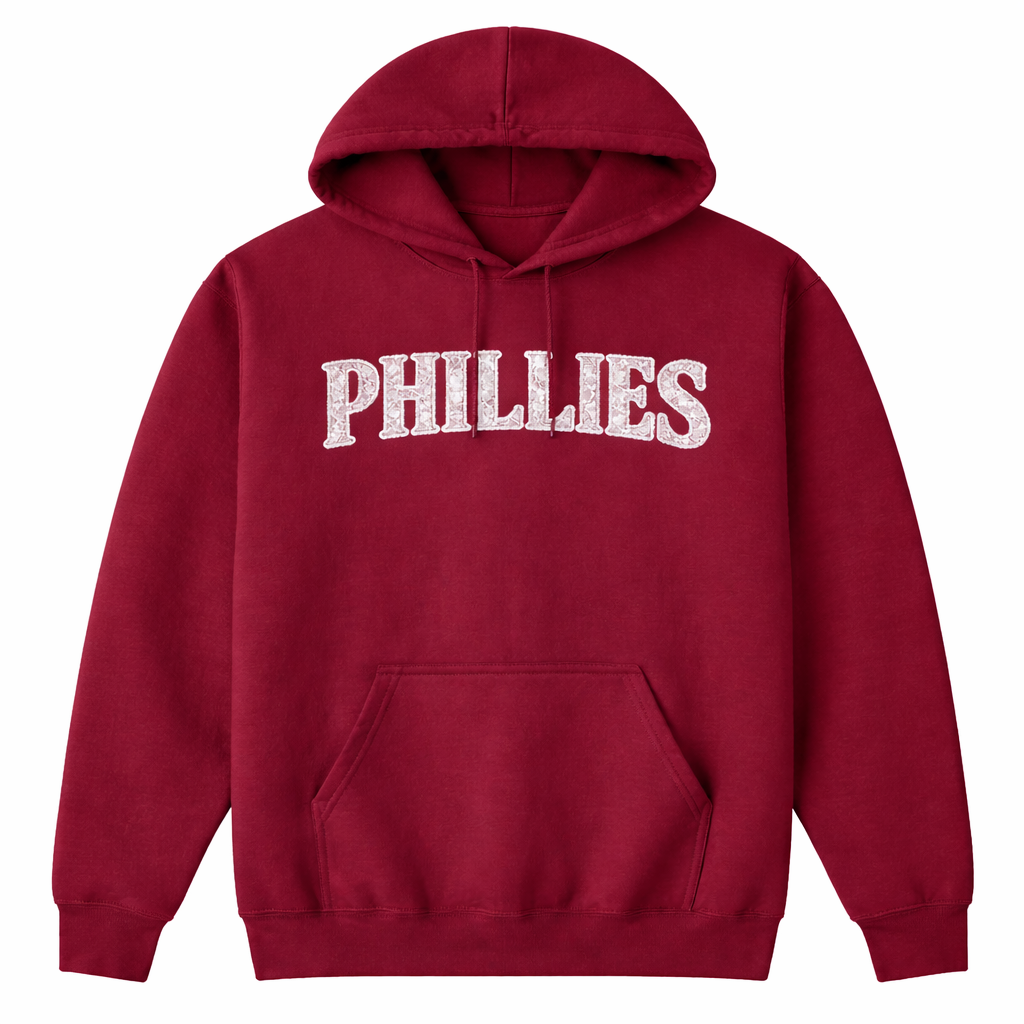 Philadelphia Lace Hoodie – Vintage Phillies Script Garnet Hoodie
