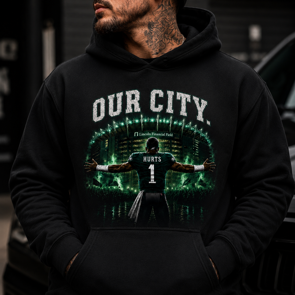 Our City Jalen Hurts Hoodie | Philadelphia Football Hoodie | Eagles Fan Pullover