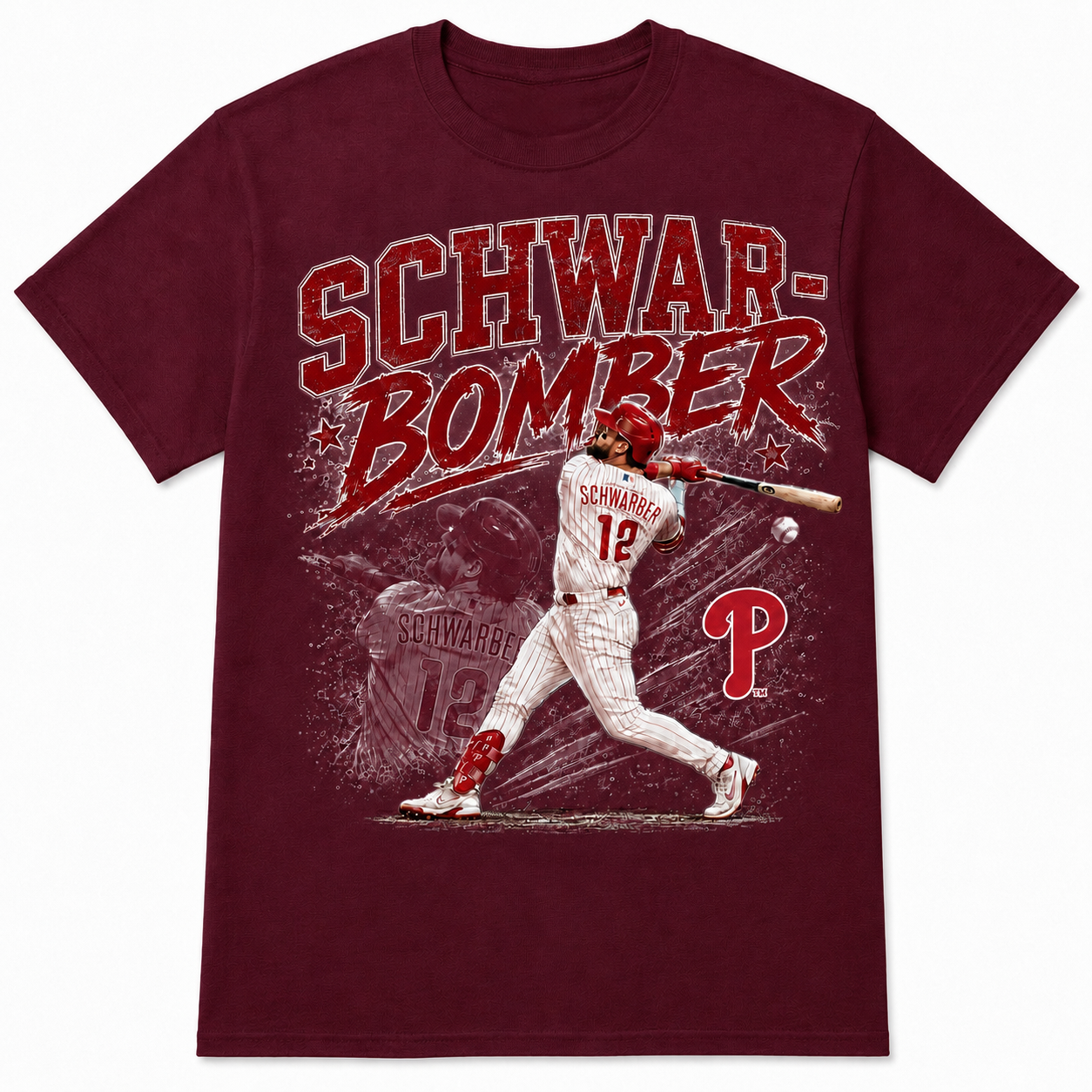 Kyle Schwarber Schwar-Bomber Men’s Maroon Philadelphia Phillies T-Shirt