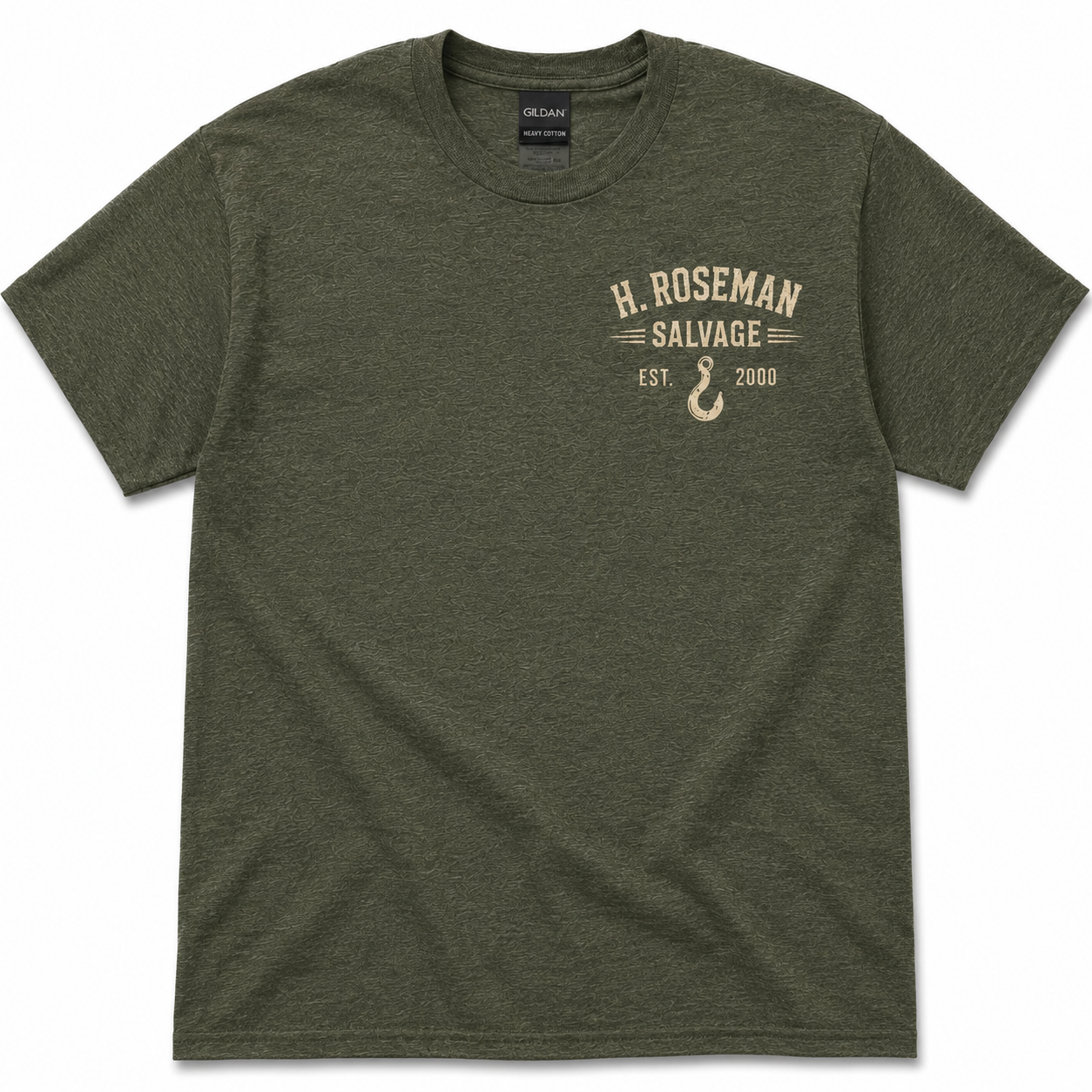H. Roseman Salvage Vintage Football T-Shirt | Heather Military Green | Philly Tee Co.