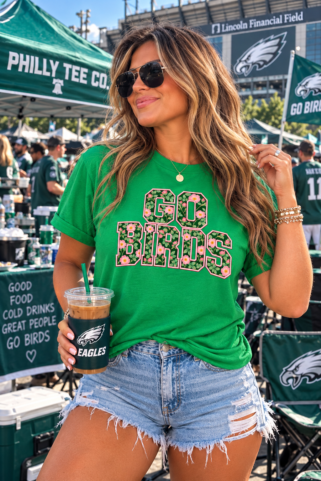 Go Birds Floral Philly Football Tee