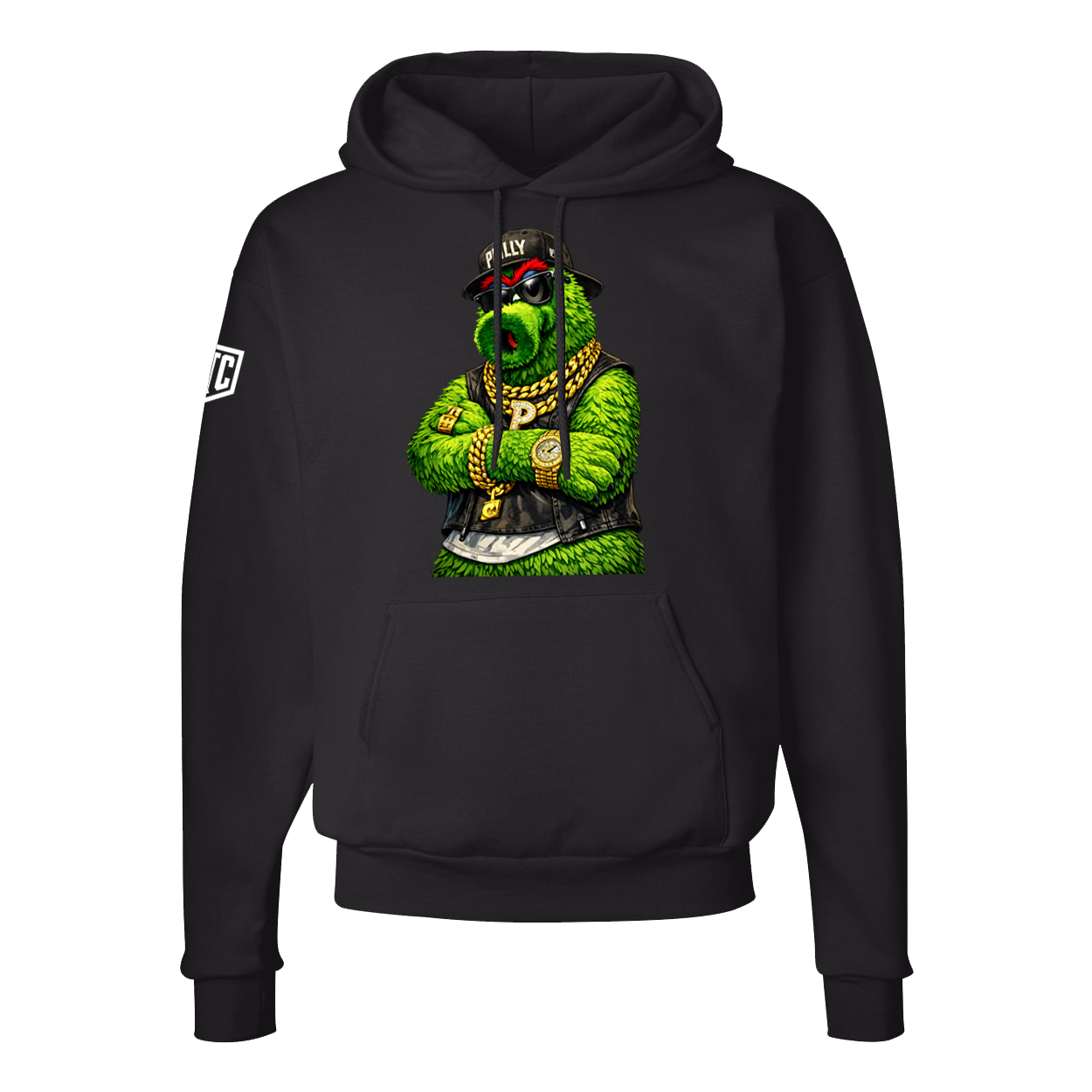 Phillie Phanatic Streetwear Hoodie – Philly Mascot Hip Hop Design, Philadelphia Phillies Fan Apparel, Urban Philly Sports Graphic