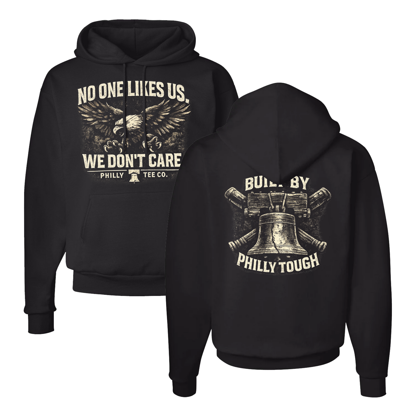 No One Likes Us We Don’t Care Hoodie – Philly Tough Black Hoodie | Philly Tee Co.