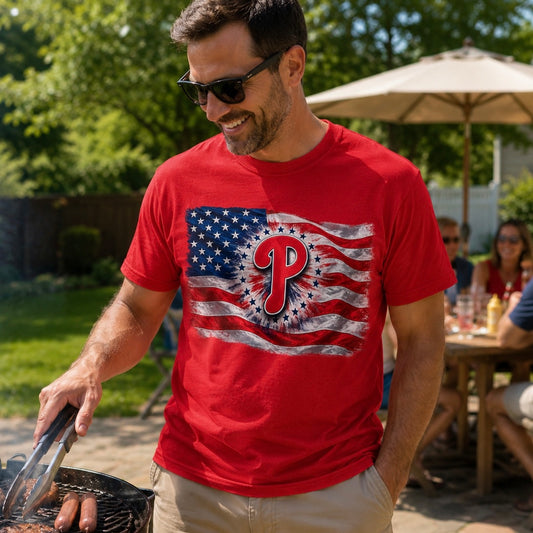 Phillies Patriotic Flag T-Shirt | Philadelphia Baseball 250th Anniversary Independence Day Tee