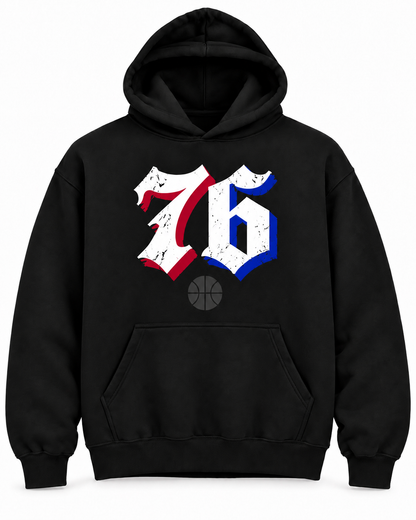 Sixers 76ers Gothic Style Vintage Grunge Hoodie – Philly Streetwear Pullover