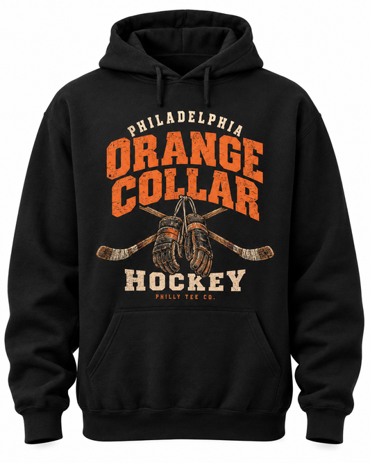 Orange Collar Flyers Hockey Hoodie – Black