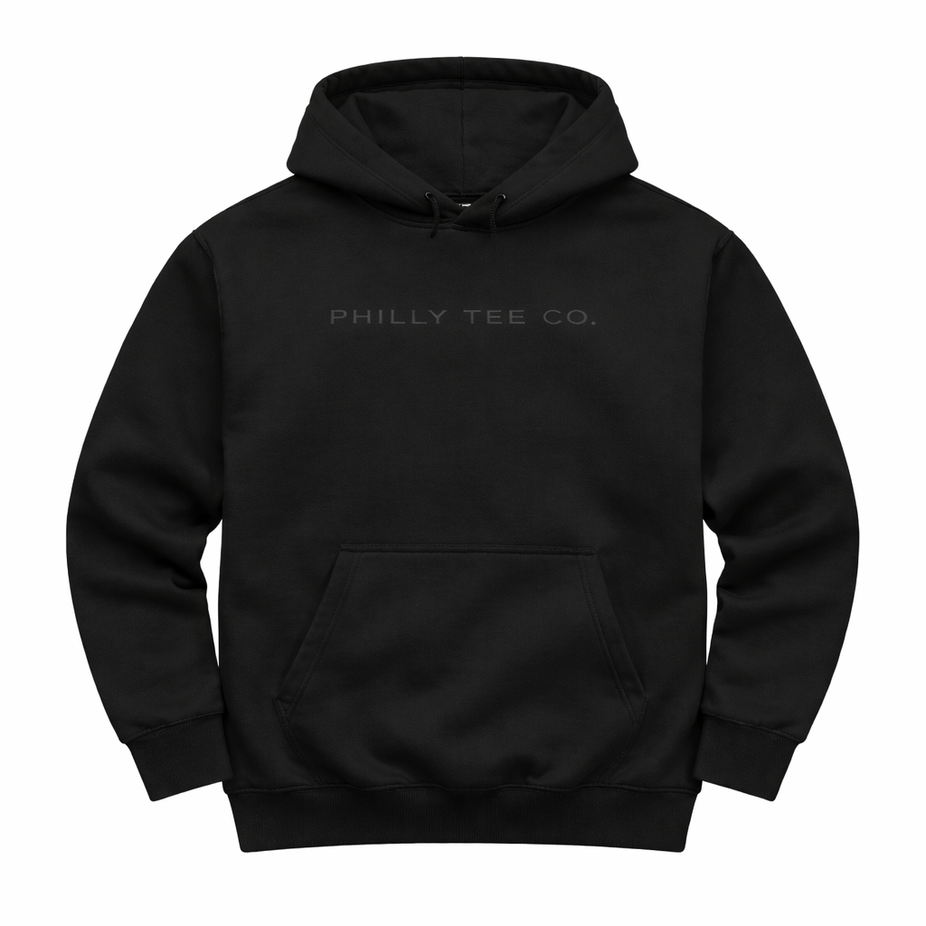 PHILLY TEE CO. Blackout Hoodie – Heavyweight Tonal Streetwear Pullover