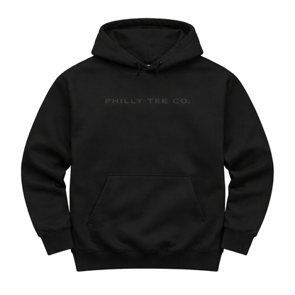PHILLY TEE CO. Blackout Hoodie – Heavyweight Tonal Streetwear Pullover