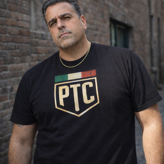 Philly Tee Co Italian Heritage Badge Tee – Premium Black Streetwear T-Shirt