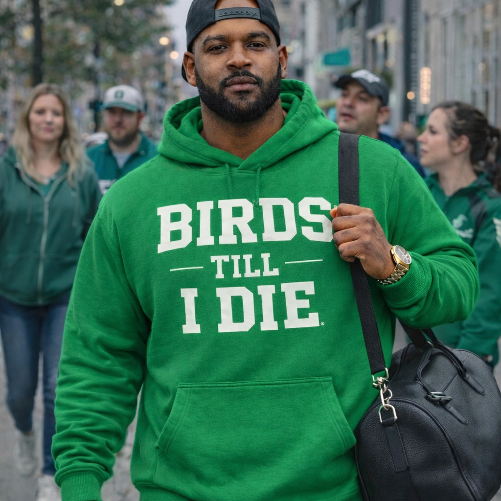 Birds Till I Die Hoodie – Philadelphia Football Fan Hoodie | Philly Eagles Inspired Kelly Green Hoodie | Philly Streetwear Pullover