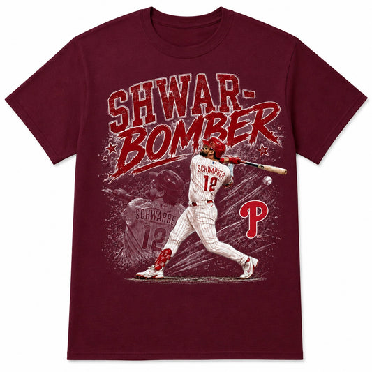Kyle Schwarber Schwar-Bomber Men’s Maroon Philadelphia Phillies T-Shirt