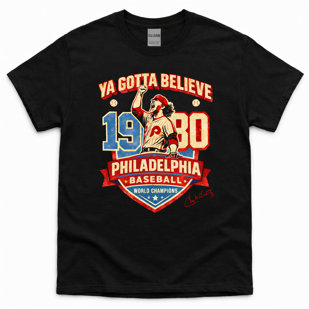 Edwin “Tug” McGraw Philadelphia Phillies 1980 World Champions T-Shirt – Ya Gotta Believe Vintage Phillies Tee