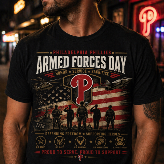 Philadelphia Phillies Armed Forces Day T-Shirt – Military Tribute Tee, Honor Service & Veterans Gift, USA Patriotic Shirt