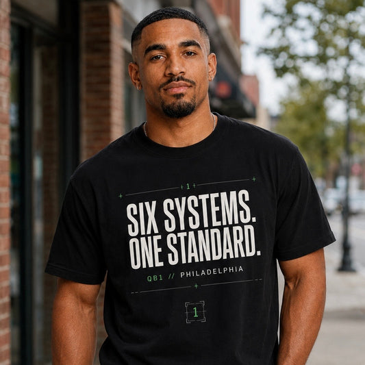 Jalen Hurts Six Systems One Standard Philadelphia Football Tee