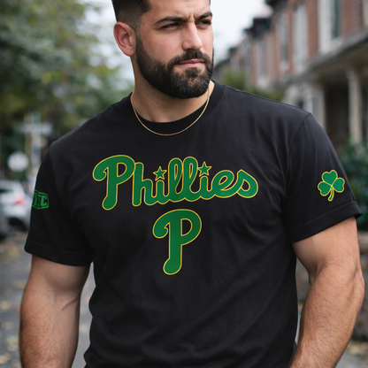 Philadelphia Phillies St. Patrick’s Day T-shirt – Irish Green & Gold Philly Shamrock Tee