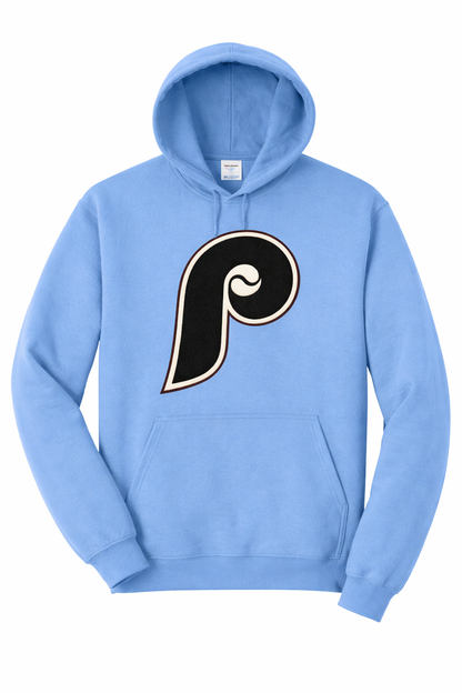 Philadelphia Phillies Black “P” Hoodie – Powder Blue / Carolina Blue Vintage Style Hoodie | Retro Phillies Sweatshirt | Philly Streetwear