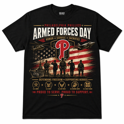 Philadelphia Phillies Armed Forces Day T-Shirt – Military Tribute Tee, Honor Service & Veterans Gift, USA Patriotic Shirt