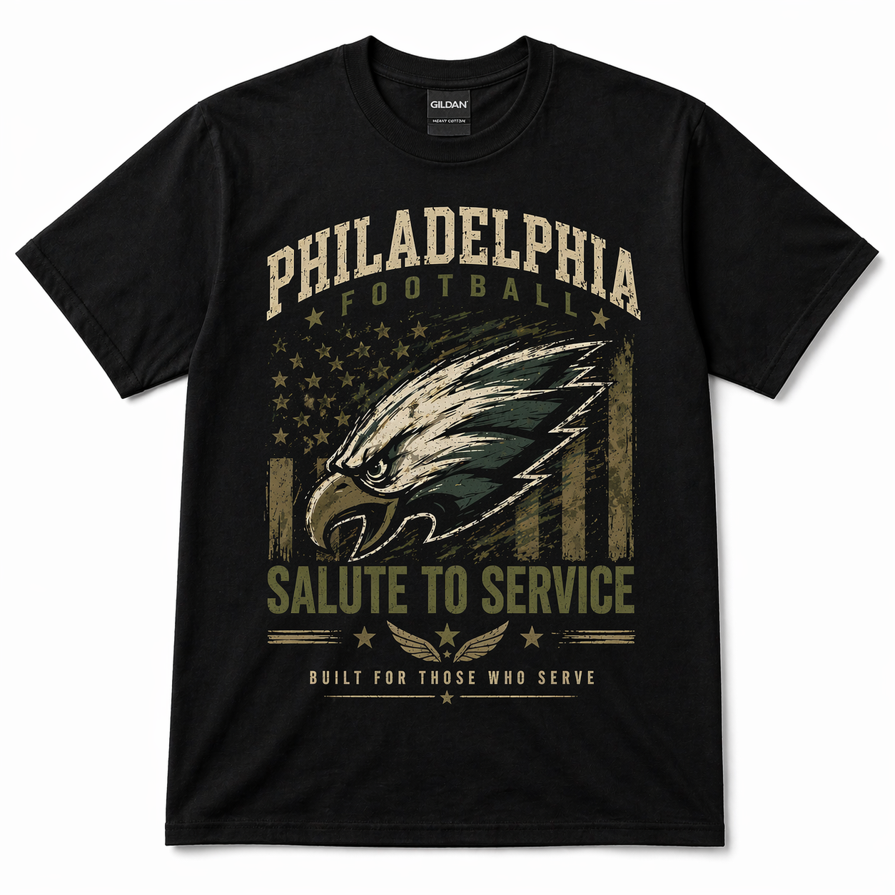Philadelphia Football Salute to Service T-Shirt – Eagles Inspired Military Tribute Tee, Patriotic USA Veteran Gift Shirt