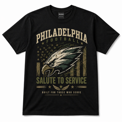 Philadelphia Football Salute to Service T-Shirt – Eagles Inspired Military Tribute Tee, Patriotic USA Veteran Gift Shirt