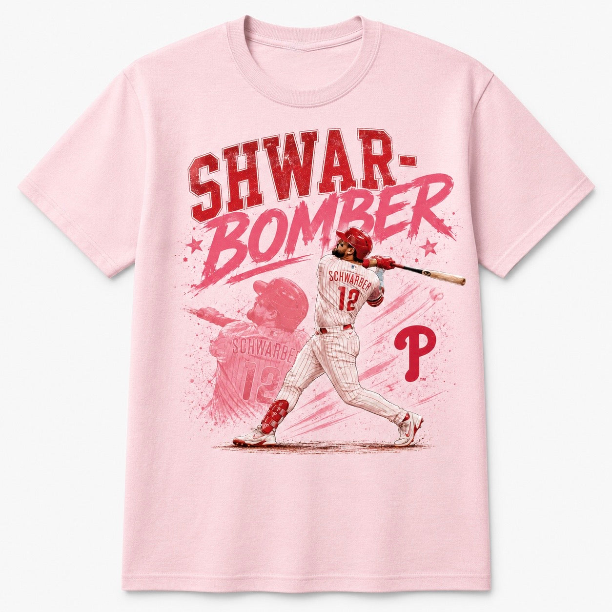 Kyle Schwarber Schwar-Bomber Women’s Light Pink Philadelphia Phillies T-Shirt