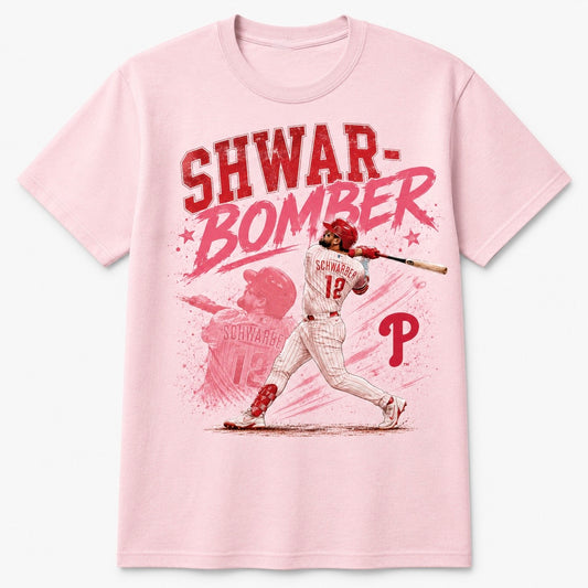 Kyle Schwarber Schwar-Bomber Women’s Light Pink Philadelphia Phillies T-Shirt