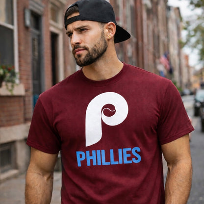 Philadelphia Phillies Maroon Baseball T-Shirt – Vintage Philly Baseball Fan Shirt – Unisex Game Day Tee