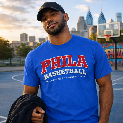 Philadelphia 76ers Shirt – PHILA Basketball T-Shirt | Sixers Fan Apparel, Philly Basketball Tee, Royal Blue Shirt