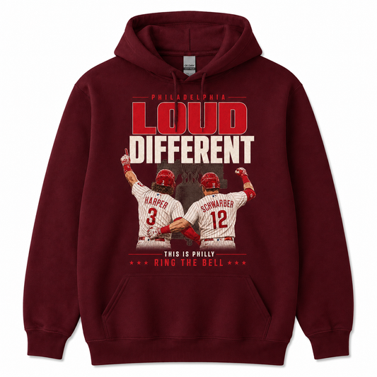 Bryce Harper & Kyle Schwarber Loud Different Hoodie – Philadelphia Phillies Baseball Hoodie