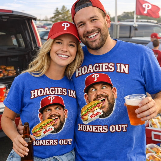 Kyle Schwarber Hoagies In Homers Out Shirt – Funny Phillies T-Shirt, Wawa Philly Baseball Tee, Royal Blue