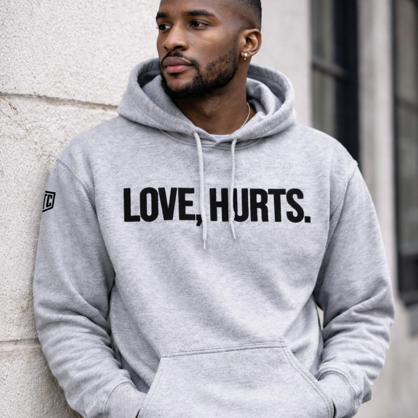 LOVE, HURTS. Hoodie – Premium Sports Grey Philly Streetwear | Philly Tee Co