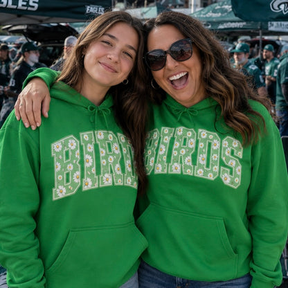 Birds Daisy Varsity Hoodie Sweatshirt | Kelly Green Philadelphia Football Hoodie