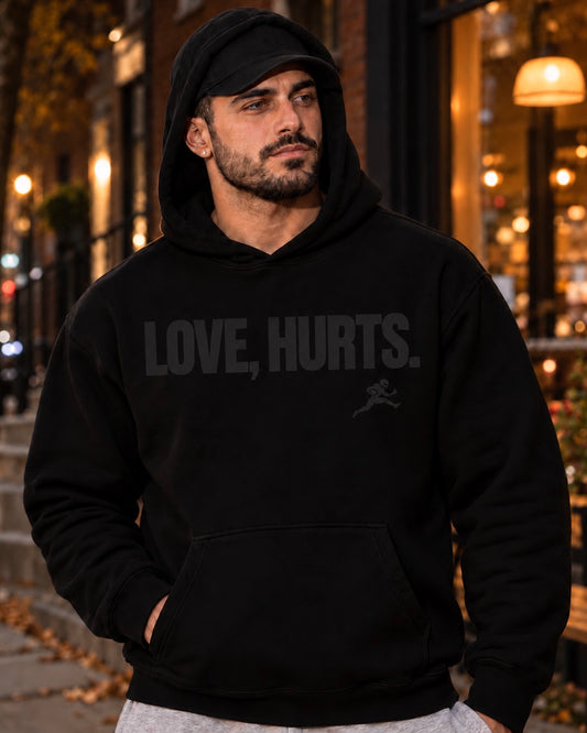 Jalen Hurts LOVE, HURTS. Hoodie – Blackout Edition