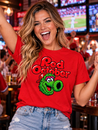 Red October Phanatic Bubble Print T-Shirt – Philadelphia Baseball Fan Tee