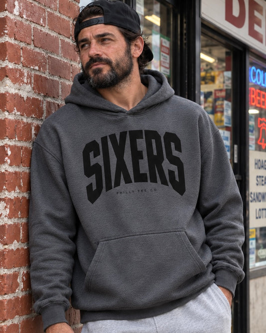 Philadelphia 76ers Sixers Hoodie – Charcoal Heather Blackout