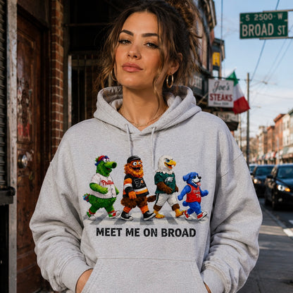 Meet Me On Broad Tee – Philly Mascot Crosswalk Sweatshirt | Philadelphia Streetwear Hoodie