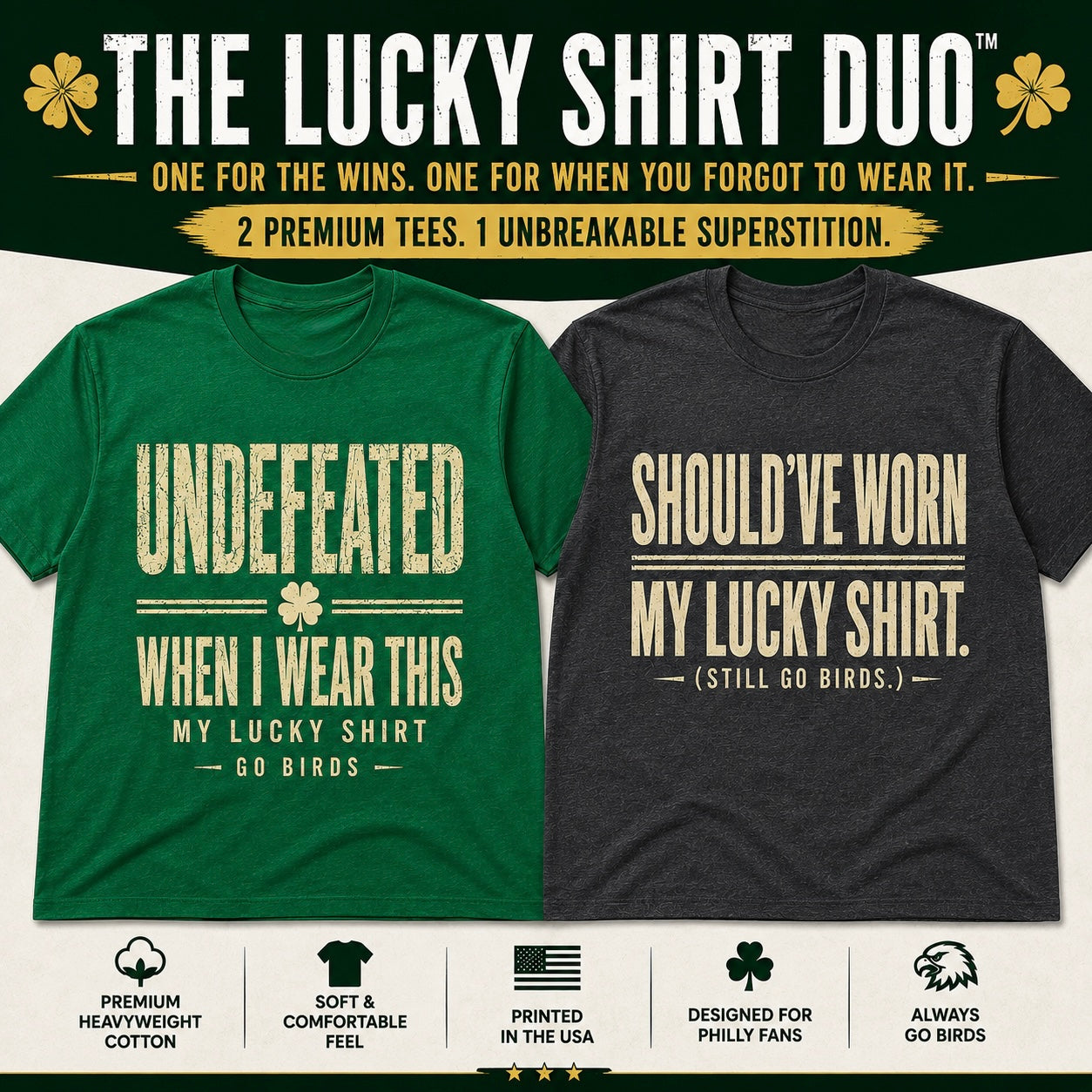 The Lucky Shirt Duo™ | Philly Football 2-Tee Bundle