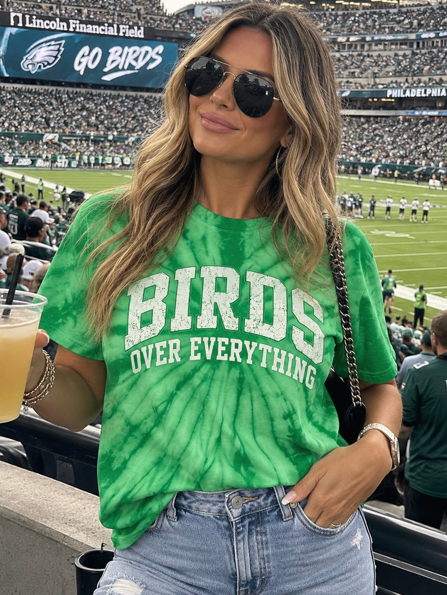 Birds Over Everything – Philadelphia Green Tie-Dye Eagles Tee