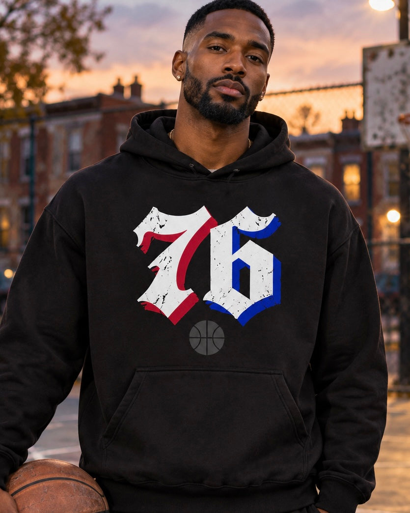 Sixers 76ers Gothic Style Vintage Grunge Hoodie – Philly Streetwear Pullover