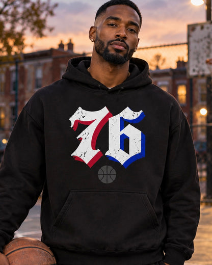 Sixers 76ers Gothic Style Vintage Grunge Hoodie – Philly Streetwear Pullover