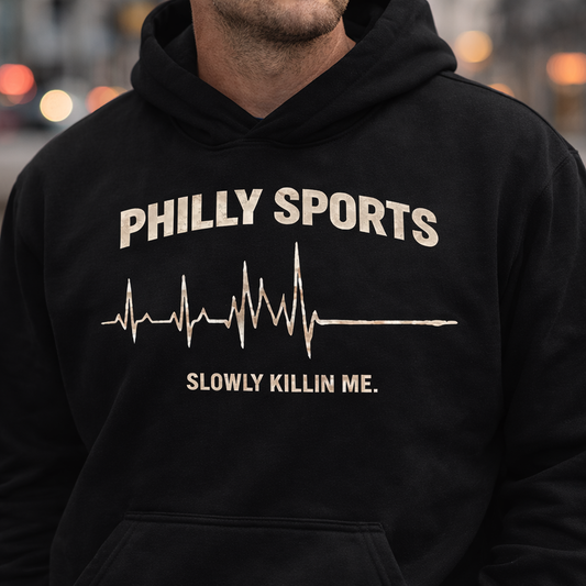 Philly Sports Slowly Killin Me Hoodie – Vintage Philadelphia Fan Hoodie, Eagles Phillies Sixers Flyers Pullover, Funny Philly Hoodie