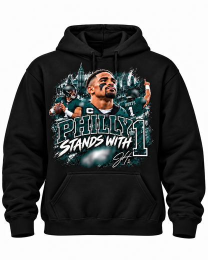 Limited Run: Jalen Hurts Eagles Hoodie – Philly Stands With 1
