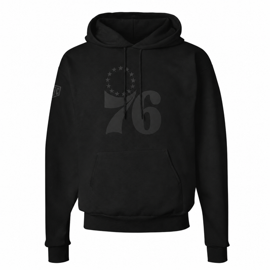 Philadelphia 76 Sixers Blackout Hoodie – Black on Black Philly Streetwear Pullover