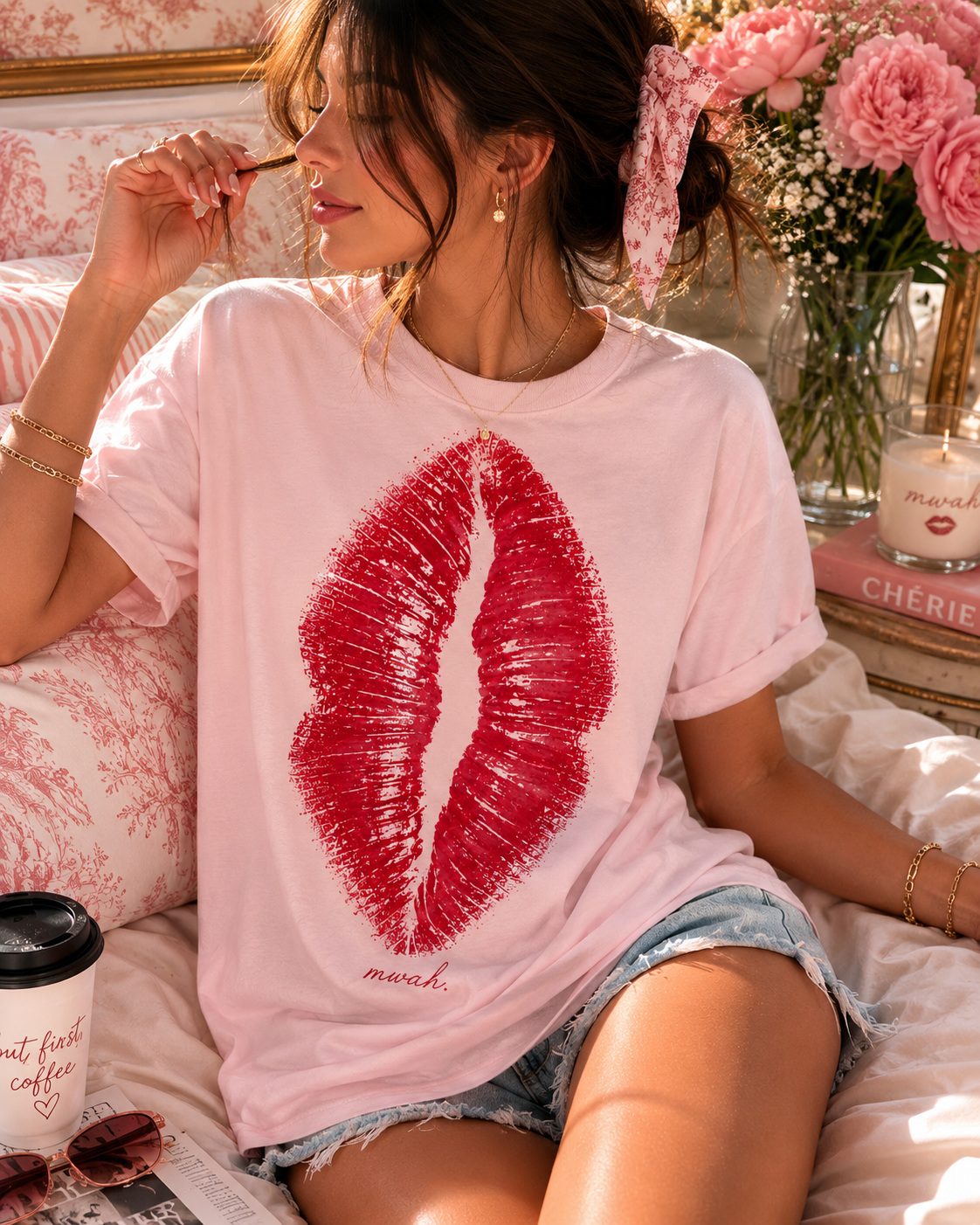Mwah.™ Lips Tee | Light Pink Graphic T-Shirt