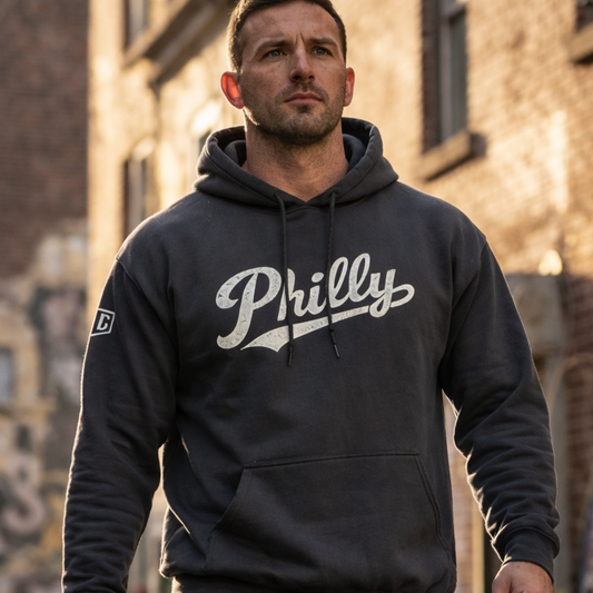 The Original Philly Vintage Script Hoodie – Charcoal