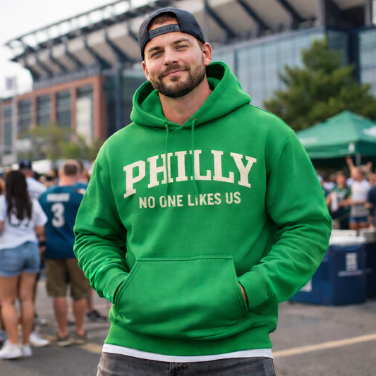 PHILLY No One Likes Us Hoodie – Kelly Green Vintage Football Pullover
