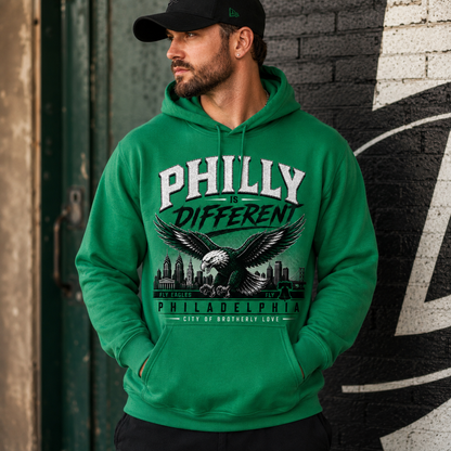 Philly Is Different™ Philadelphia Eagles Hoodie | Philadelphia Football Fan Hooded Sweatshirt